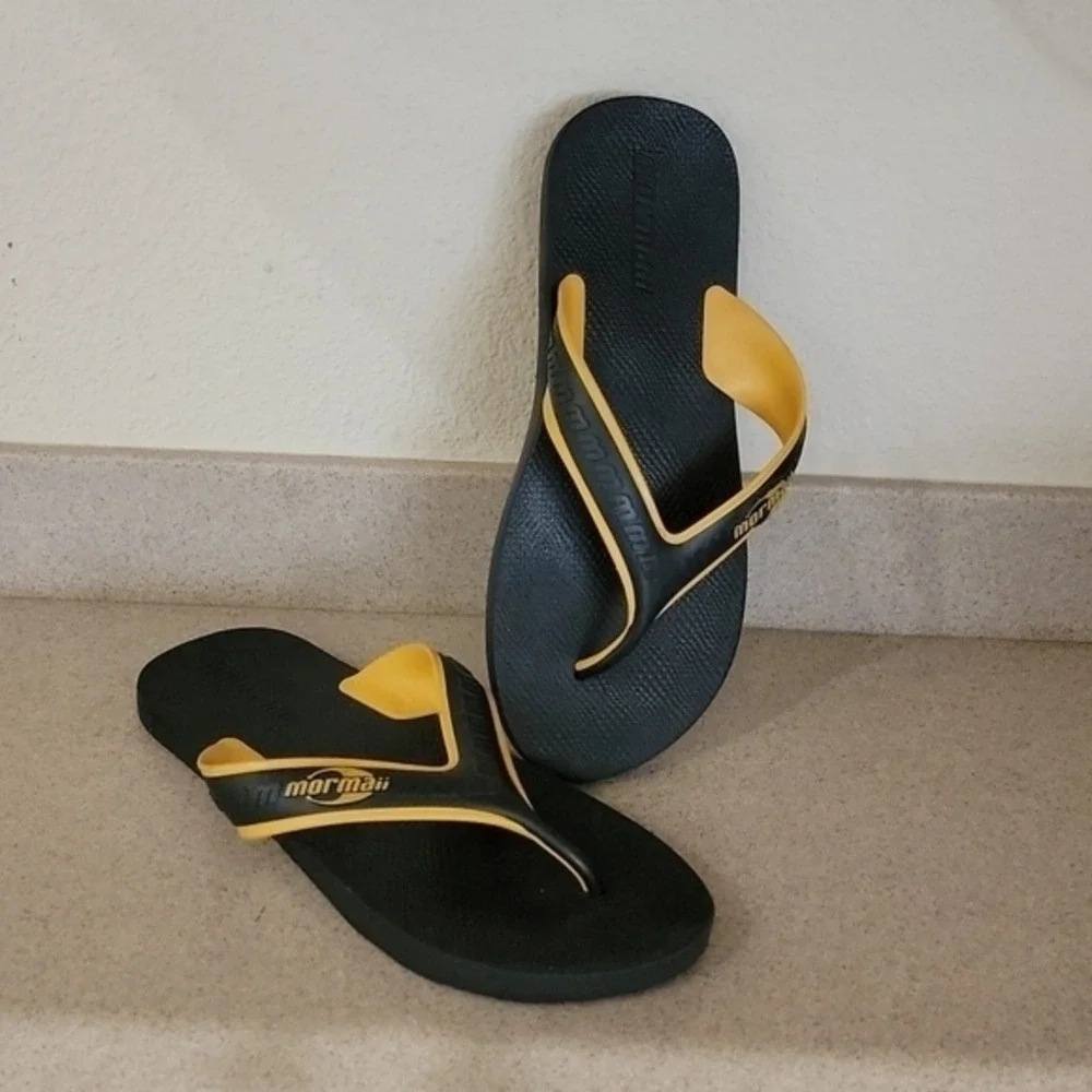 MORMAII NONSLIP SURF‎ BLACK & YELLOW SANDALS FLIP FLOPS